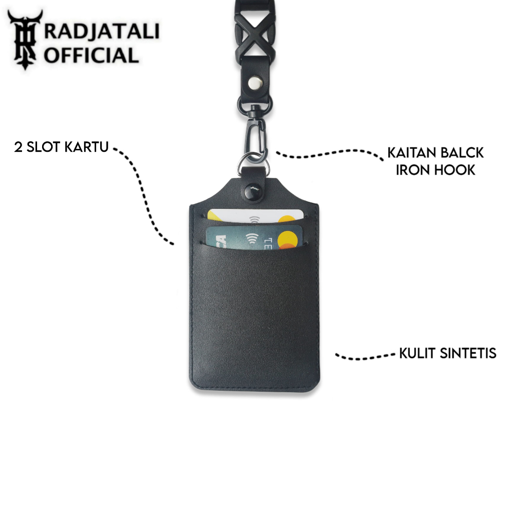 

ID [K5] LANYARD KULIT HOLDER ID CARD CUSTOM NAMA GRAFIR LEATHER - BLACK