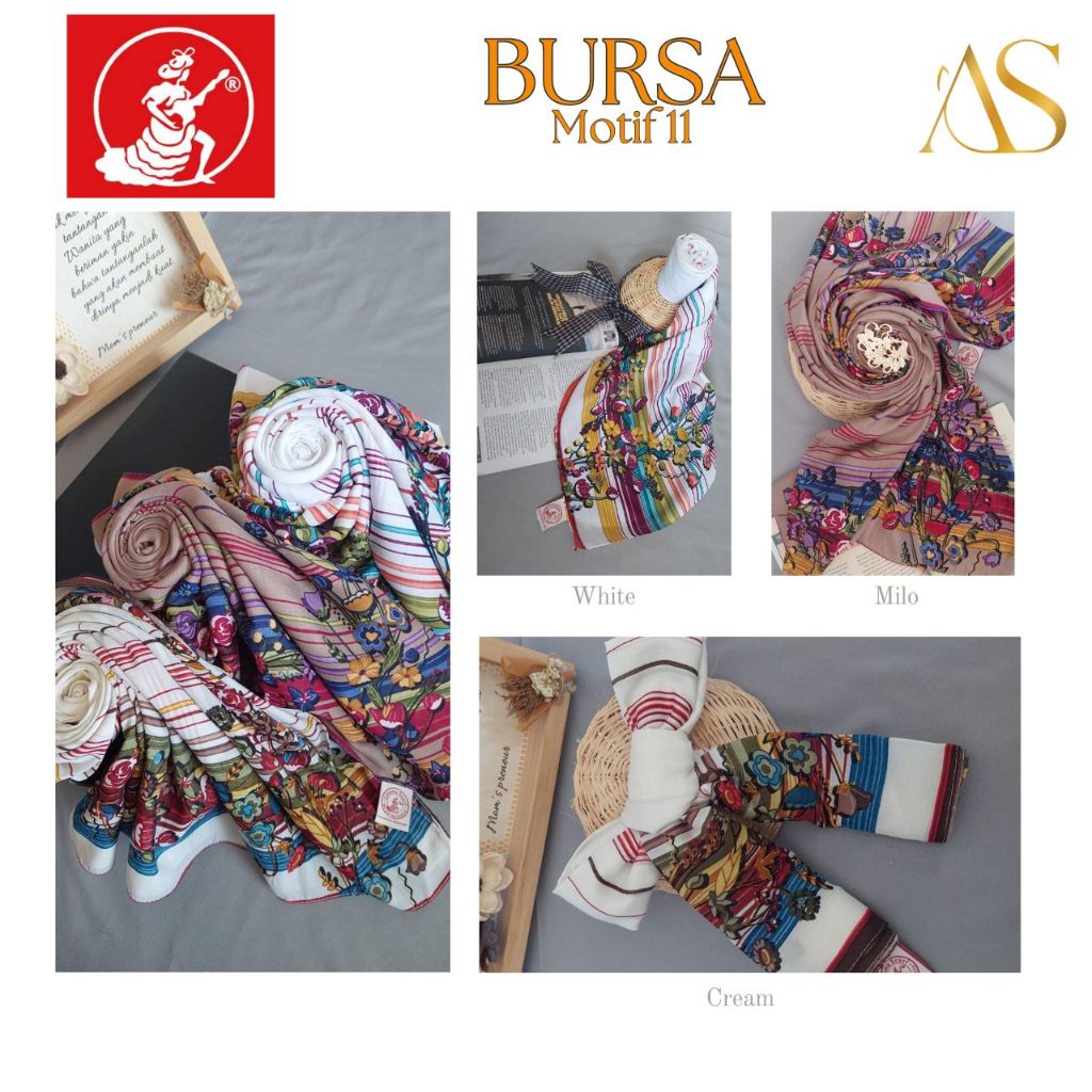 UMAMA SQUARE HIJAB SEGIEMPAT BURSA MOTIF 11 UKURAN 110X110CM / UMAMA SCARF JILBAB SEGI EMPAT VOAL PR