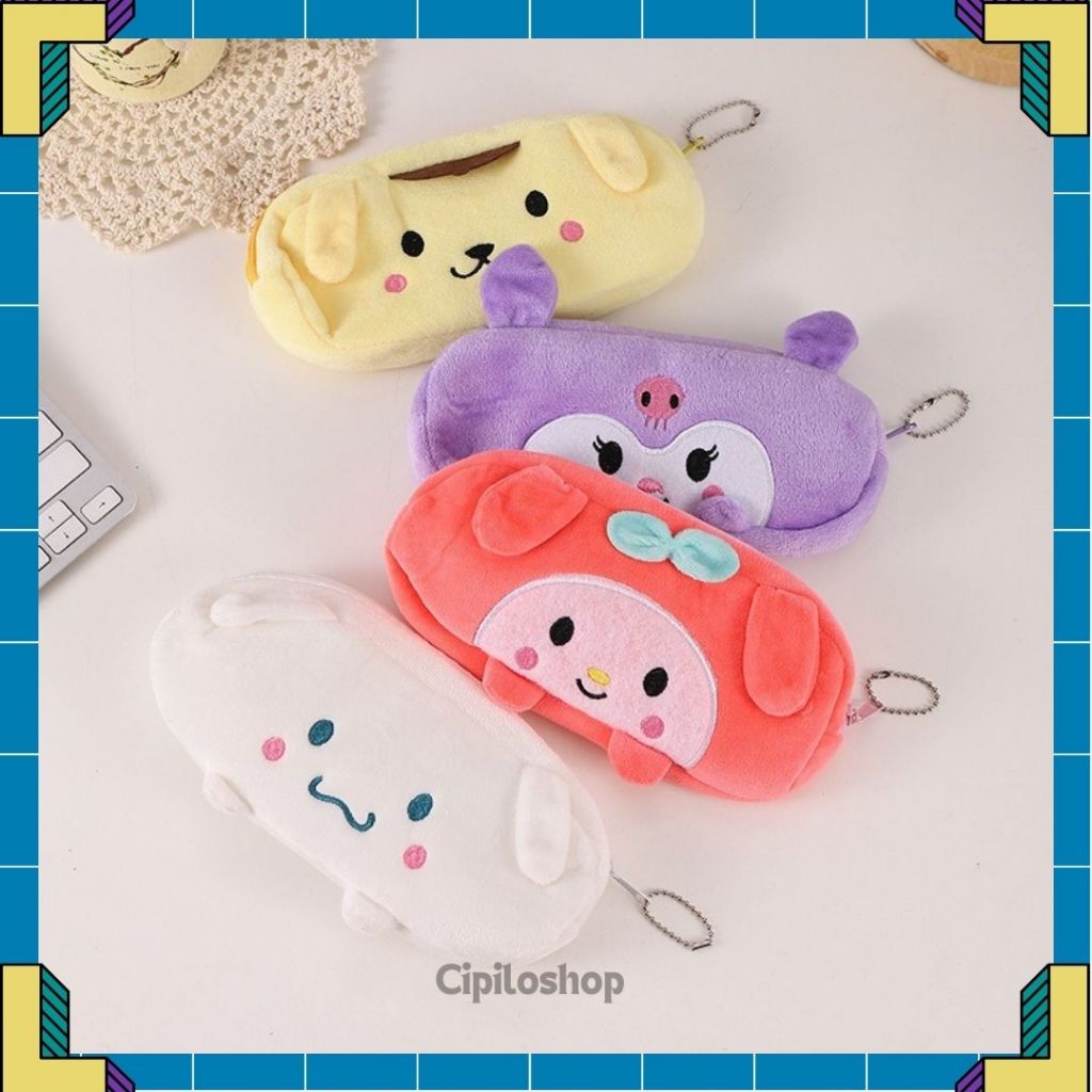 

Kotak Pensil Plushy Sanrio Tangan Kuromi Pom Purin Cinnamoroll My Melody Tempat Pensil Plush Wadah Pensil Kostak Pouch Makeup