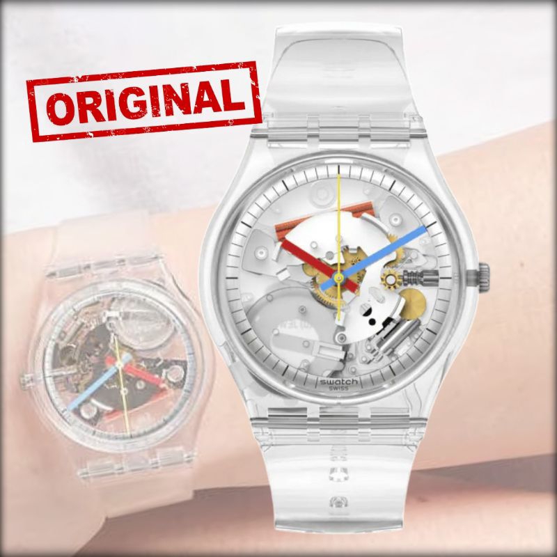 JAM TANGAN WANITA SWATCH ORIGINAL SO28K100 CLEARLY GENT FASHION ANALOG SWISS MADE