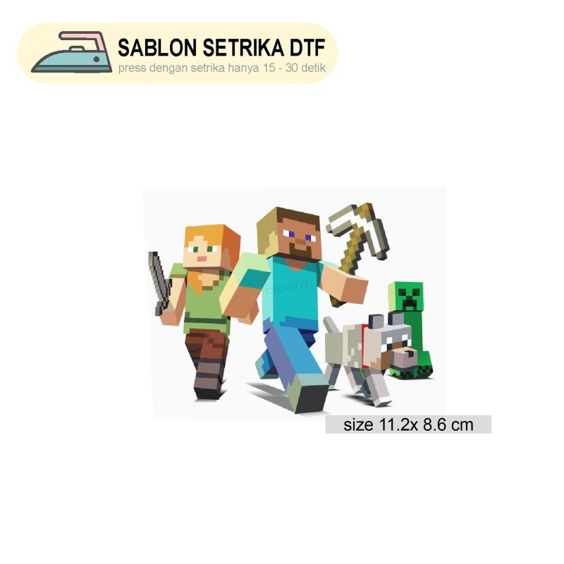 

Stiker Sablon Minecraft Alex Steve & Wolf Creeperĺ