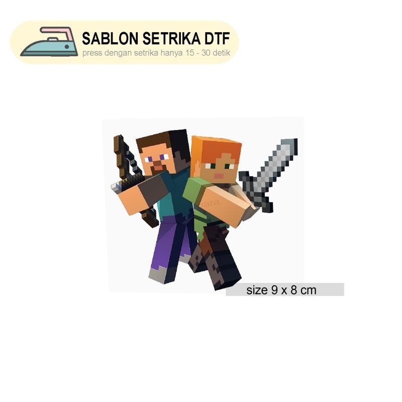 

Stiker Sablon Minecraft Alex & Steve