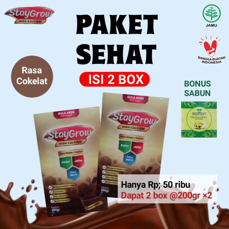

Paket Sehat Staygrow Susu Kambing Etawa Plus Herbal Rasa Cokelat 2 box