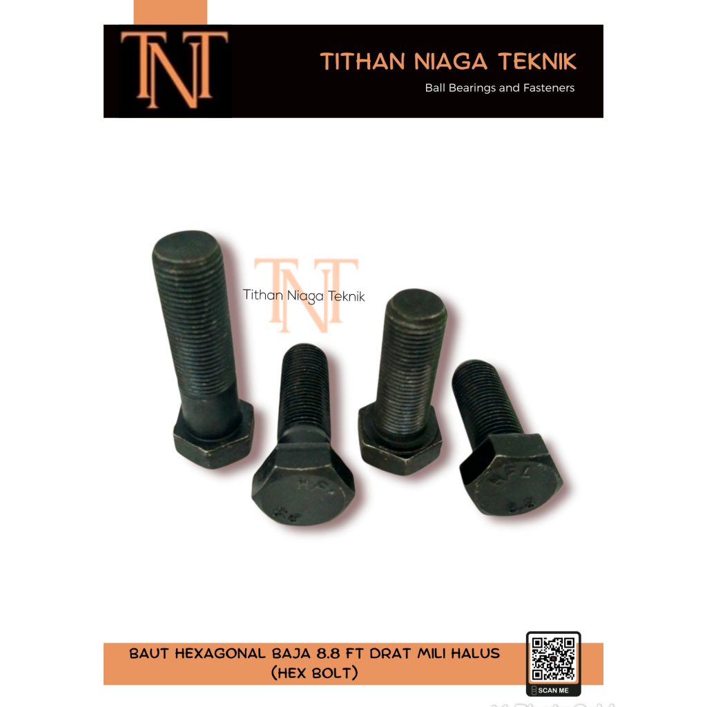 M27 DRAT / PITCH 3.0 ; BAUT HEX BAJA HITAM GRADE 8.8 / 10.9 ; M27 x 60 / 70 / 75 / 80 / 90 / 100 / 1