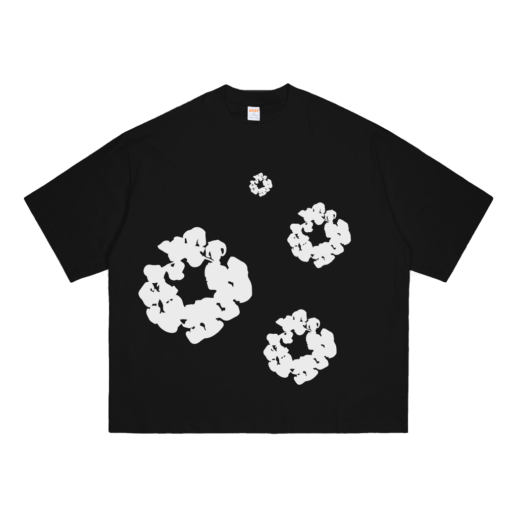 HUGE Tshirt  Boxy fit Tshirt Boxy  Heavyweight Floral hitam