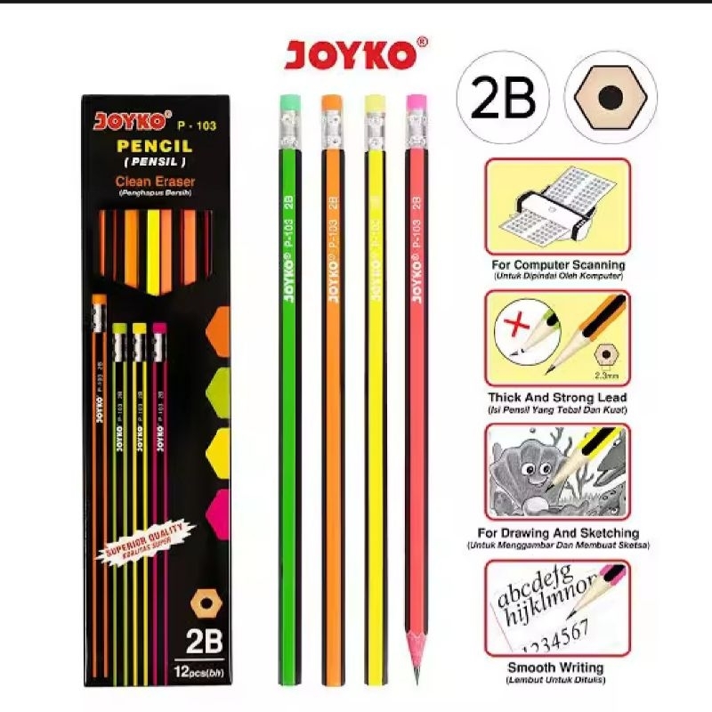 

Pensil 2B joyko P-103 Eraser (12pcs/1 lusin)