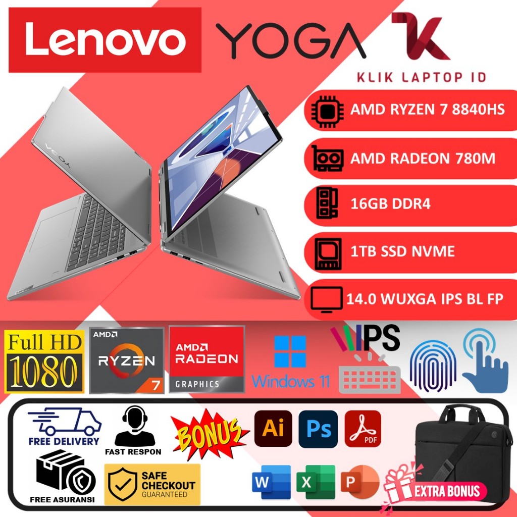 Laptop Lenovo Yoga 7 2in1 14 Amd Ryzen 7 8840Hs 16GB 1TB Ssd Radeon 780M 14inch Win11Home