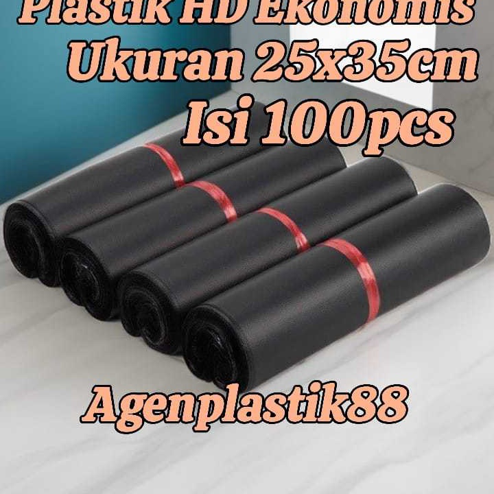 Plastik Polymailer Hitam HD Ekonomis 25x35 isi 1 pcs  Polymailer Lem