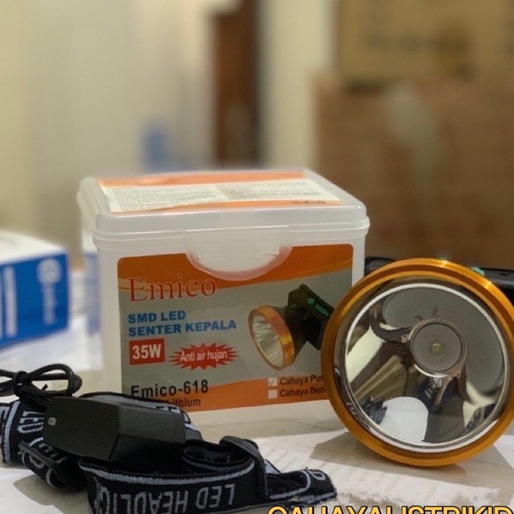 Pabrik  SENTER KEPALA LED  HEAD LAMP 35W E618 EMICO WATER PROOF KEPALA BESAR