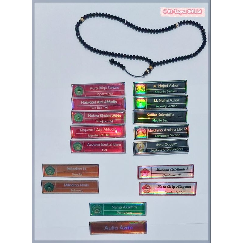 

NameTag Dada Terlaris / Papan Nama Dada Santri/ Papan Nama Siswa/ Papan Nama Guru Termurah
