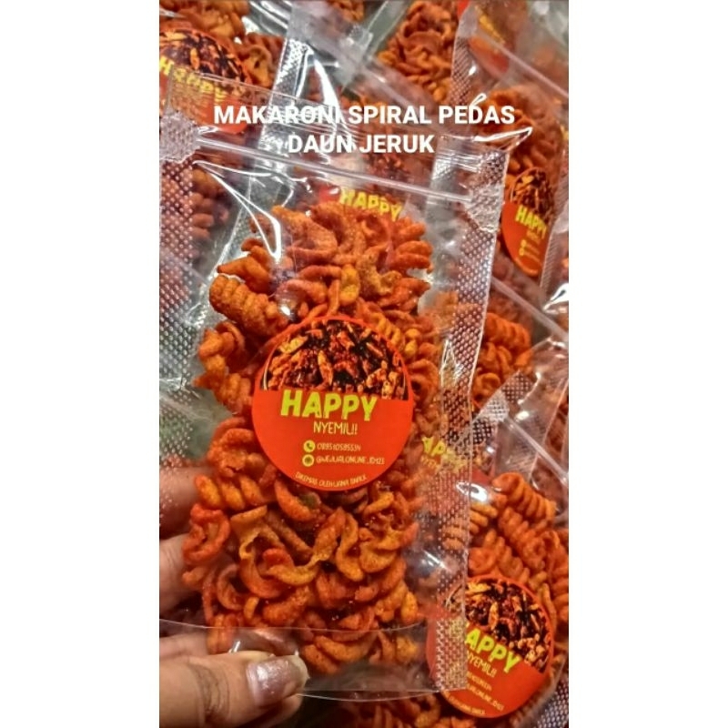 

makaroni spiral pedas daun jeruk 5 pcs kemasan POUCH (30gr/pcs)