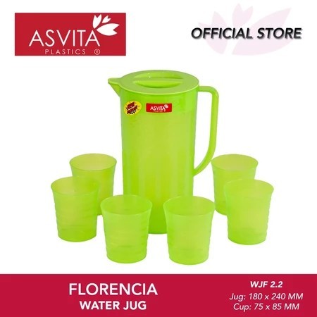 ESKAN ASVITA/TEKO/CERET/WATER JUG/ESKAN FLORENCE  2,2 LT + 6 PCS GELAS ASV WJF 2,2