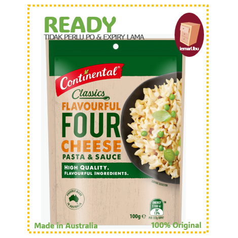 

Continental Four Cheeses Pasta & Sauce Serves 3 I 100g/Pasta and Sauce - 100% ORIGINAL Australia