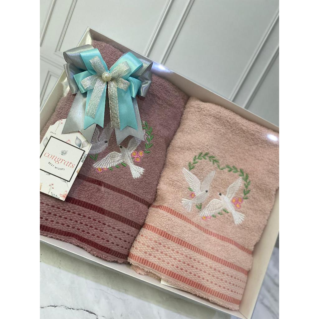 Handuk Couple Sepasang Bordir Hampers Kado Pernikahan Handuk Besar Bordir Angsa Burung Merpati