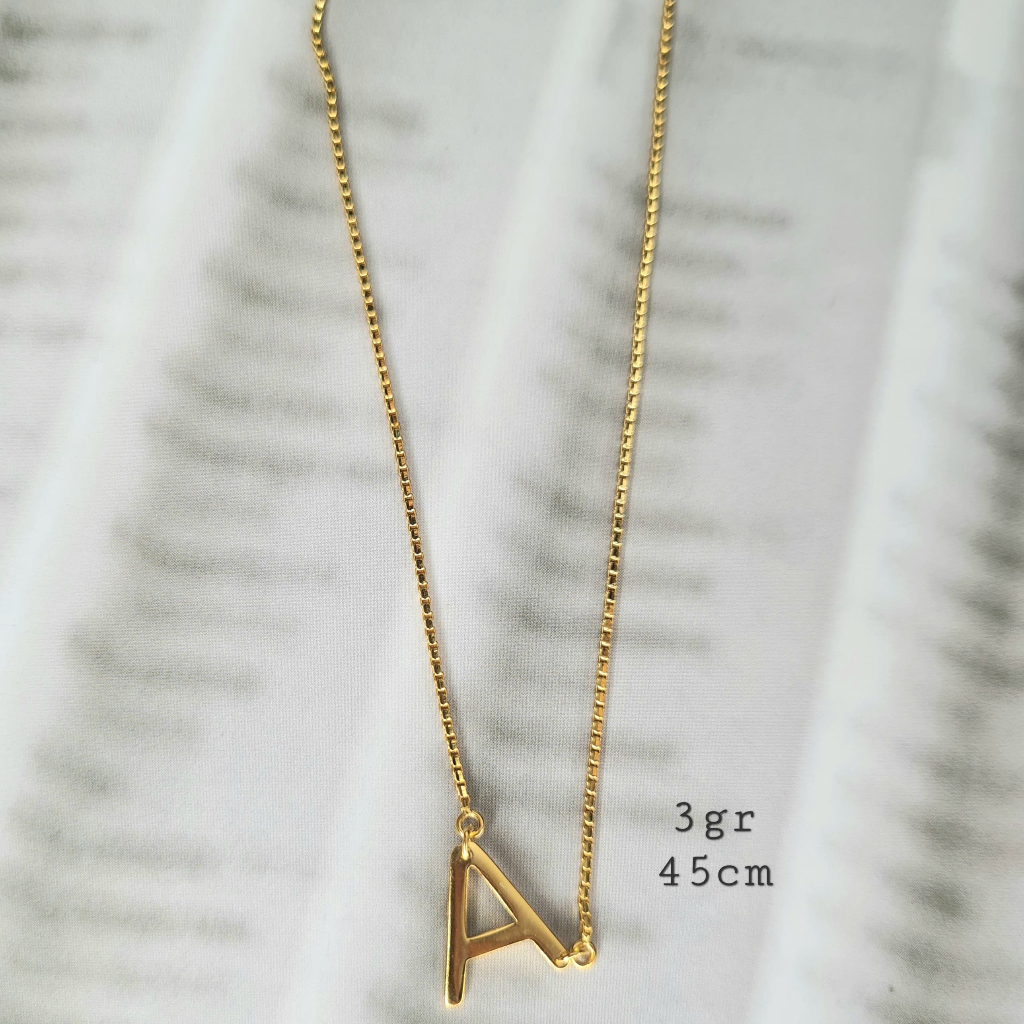 Kalung Emas Caren Delano Huruf A H F Alphabeta Emas Aslk Kadar 375