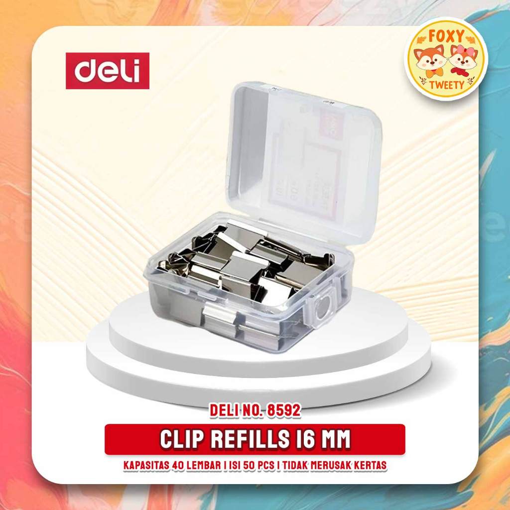 

Fastener Clip Refill Deli / Refill Binder Clip / Isi Penjepit Kertas Otomatis Isi 50 Kapasitas 40 Lembar 8592