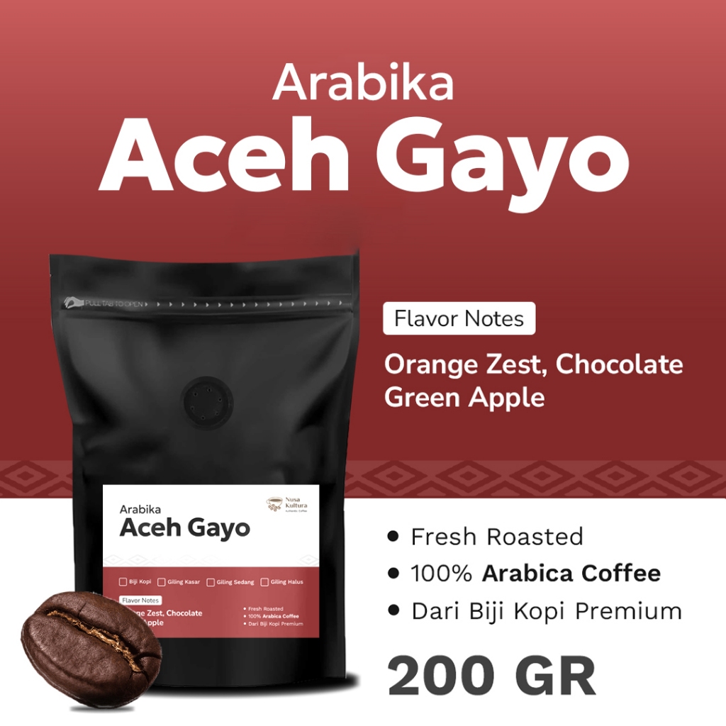 

KOPI ARABIKA ACEH GAYO NUSA KULTURA 200 GRAM | KOPI BUBUK ASLI GILING HALUS BIJI KOPI ROASTED