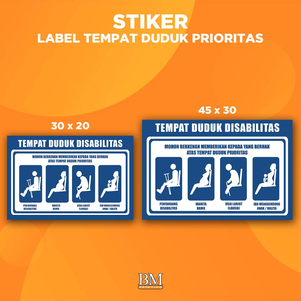 

Stiker K3 Tempat Duduk Prioritas / Sticker Priority Seat (Print Tajam & Anti Air)