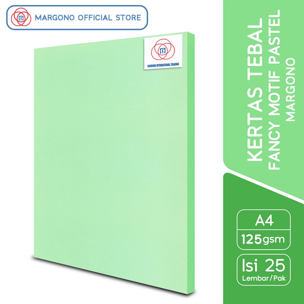 

Margono Kertas Warna A4 Plain Green Hijau Pastel 125 gsm - 25 Lembar
