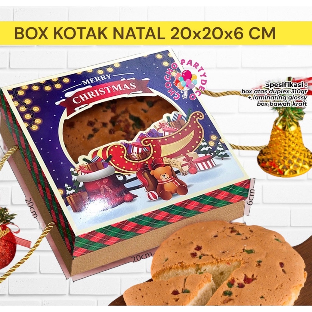 

Box NATAL KOTAK 20x20x6 CM / Kotak Kue Natal / Box Merry Christmas / Hampers Natal