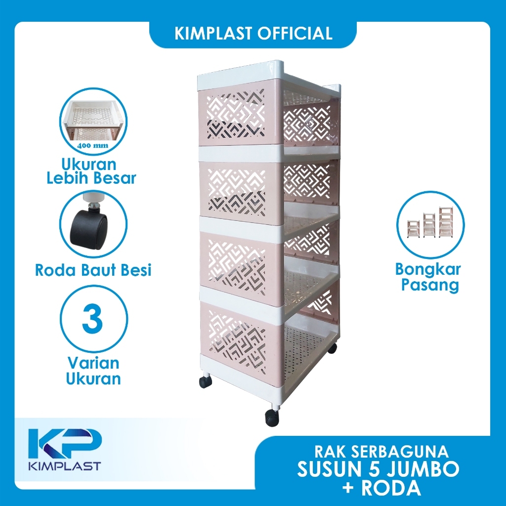 RAK APARTEMEN SUSUN 5 RAK SERBAGUNA RAK YOYO RAK RODA KIMPLAST