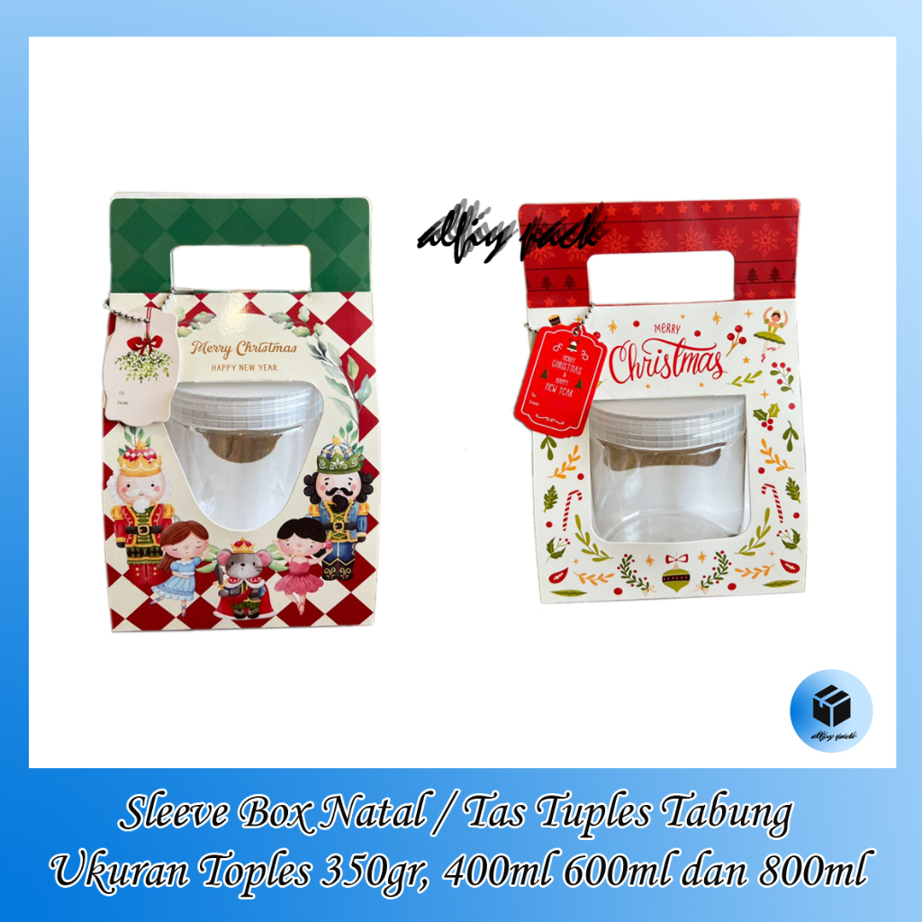 

1pack isi 10pcs BOX HAMPERS KUE KERING NATAL DUS TENTENG SLEEVE CHRISTMAS PACKAGING TOPLES JAR 400ML 600ML 800ML