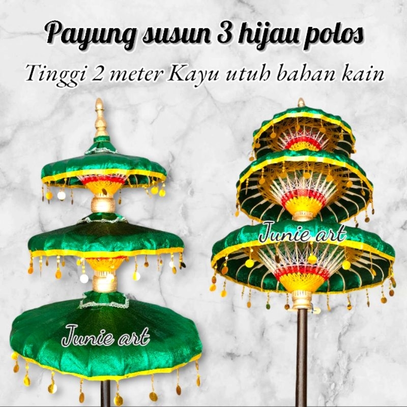 Payung susun 3 hijau payung keraton payung dekorasi payung tedung payung jaranan 2 meter
