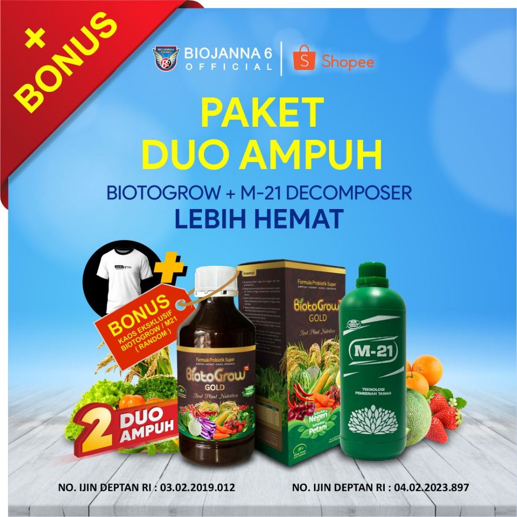 BiotoGrow + M21 Decomposer | Paket Duo Ampuh M21 Decomposer + BiotoGrow | Pupuk | Pertanian