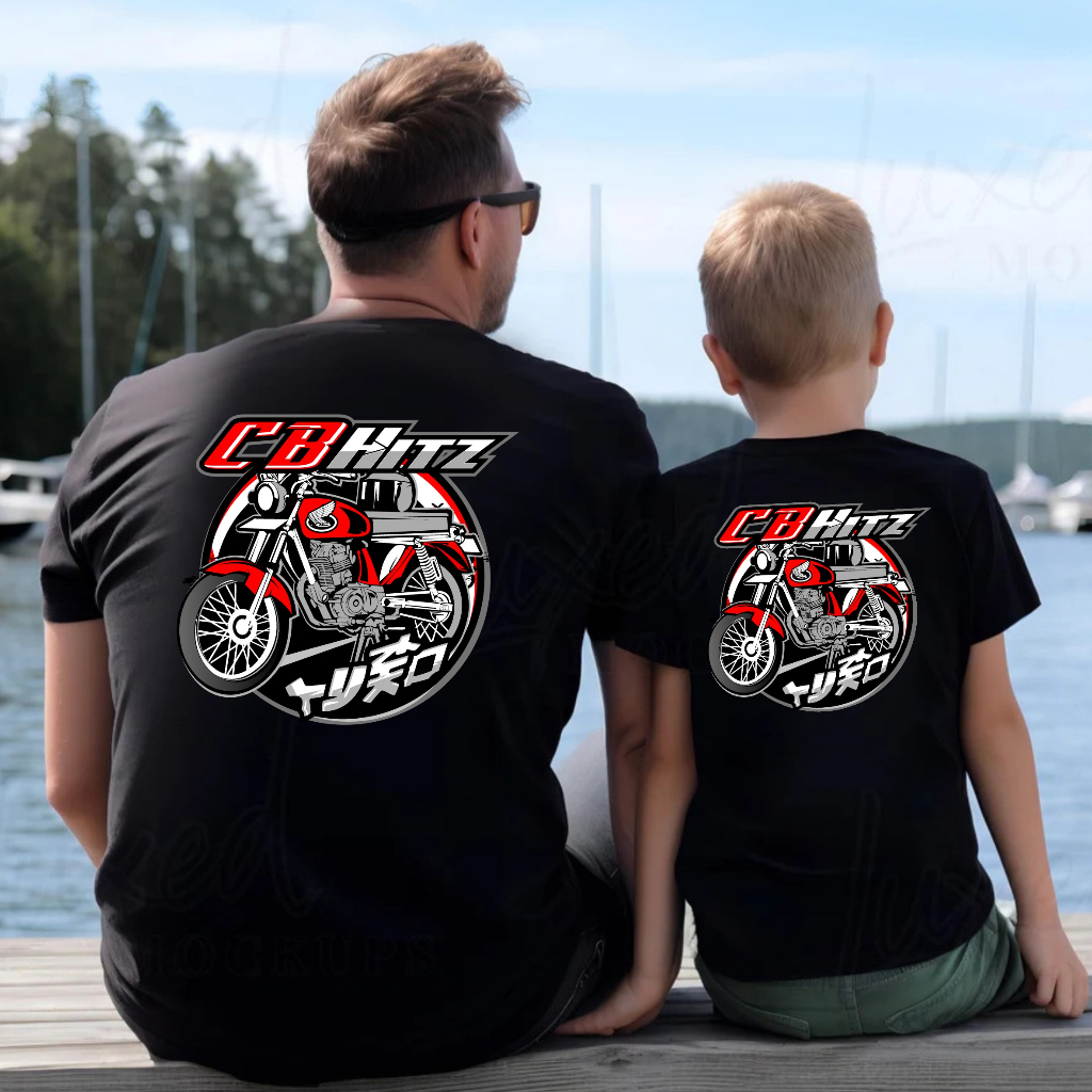 Kaos CB Hits Couple, Kaos CB Couple Keluarga, kaos Couple Ayah dan Anak laki Laki tema CB