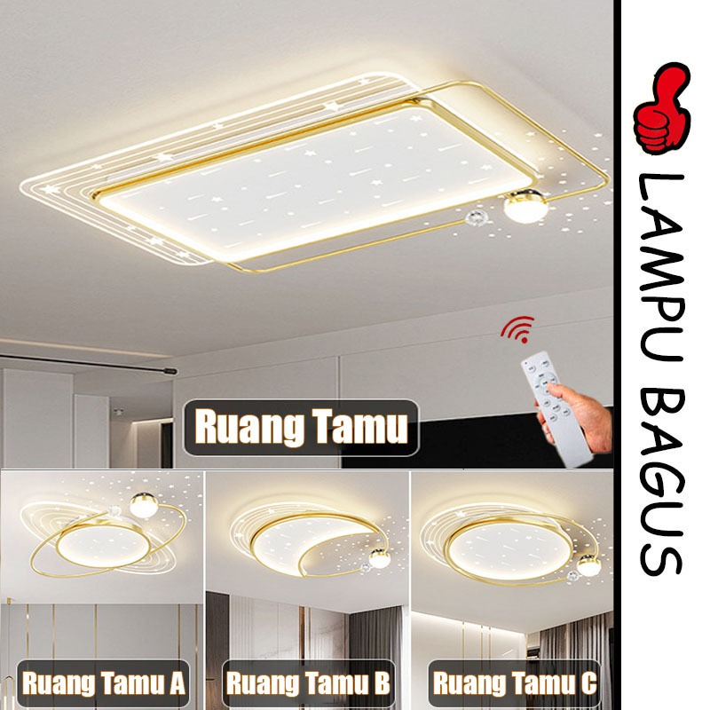 【Garansi&Remote】Lampu Plafon 3 Warna LED Modern Minimalis Bentuk Persegi Gaya Nordic Untuk Dekorasi 