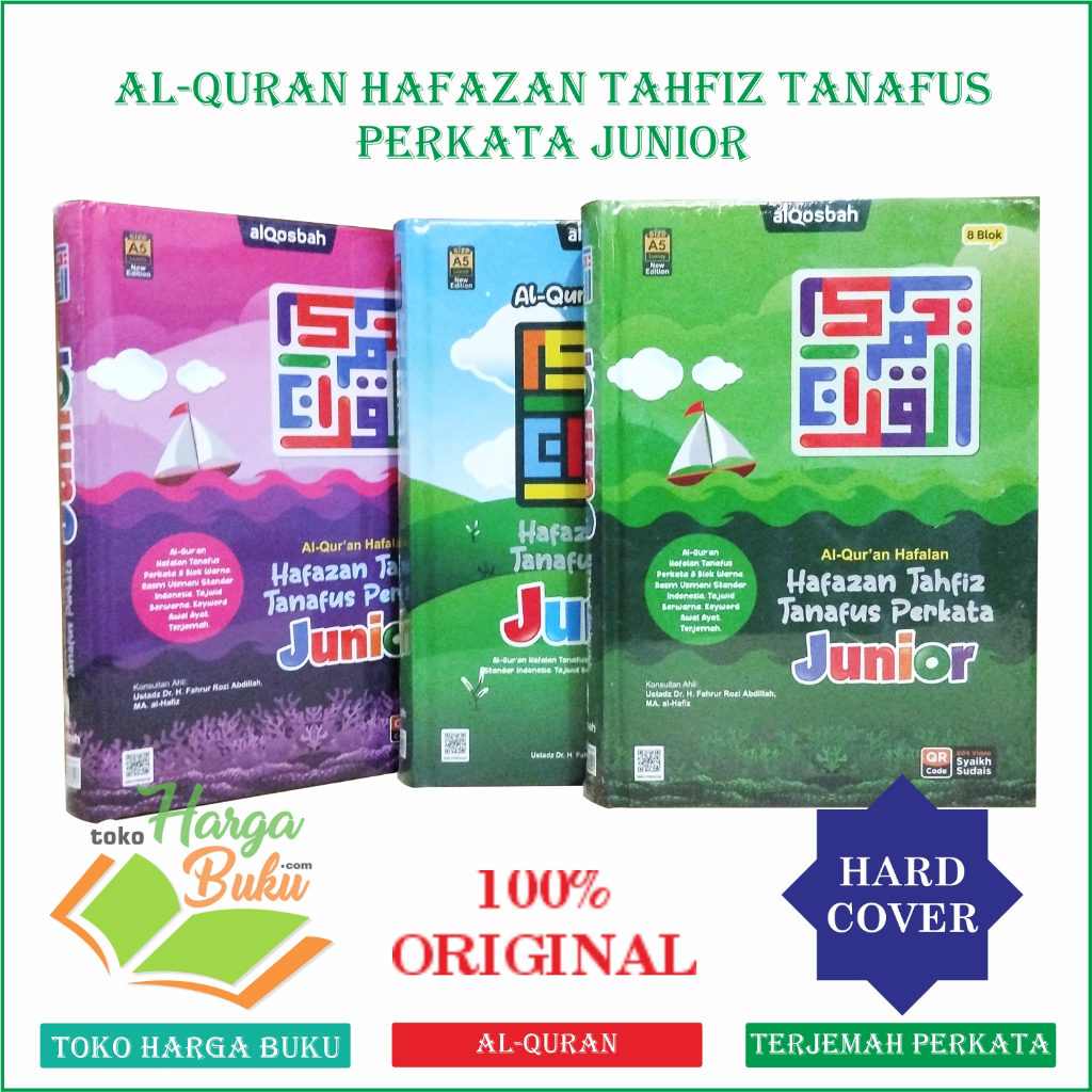 Foto Al-Quran Hafalan Hafazan Tahfiz Tanafuz Perkata JUNIOR A5 HC 8 BLOK Full Color QR CODE Terjemah Rasm Ustmani Tajwid Warna Terjemah Mushaf Al Qur'an Penerbit Al-Qosbah