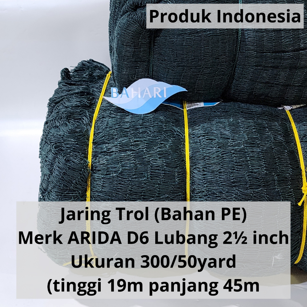 Jaring Ikan Arida Trol / PE 380D/6 lubang 2 1/2" ukuran jaring 300/50 (Jaring Trol/Keramba D6)