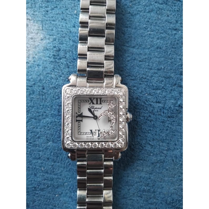 Jam tangan wanita Chopard happy sport steel diamond ladies 27mm Quart Watch 27/8362-23