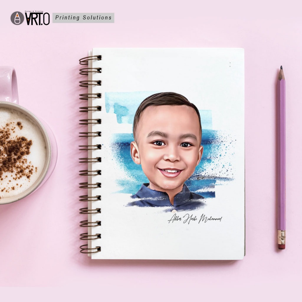 

notebook custom foto free design lukisan / notes a5 jilid spiral samping