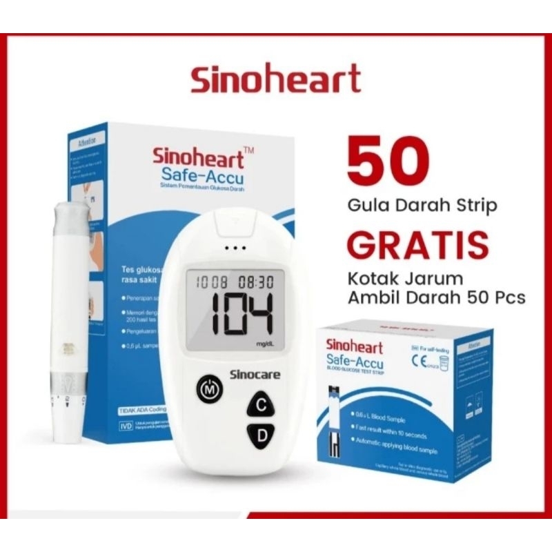 Alat Cek Gula Darah SINOCARE SAFE ACCU / STRIP SINOCARE SAFE ACCU / Sinocare strip Gula darah