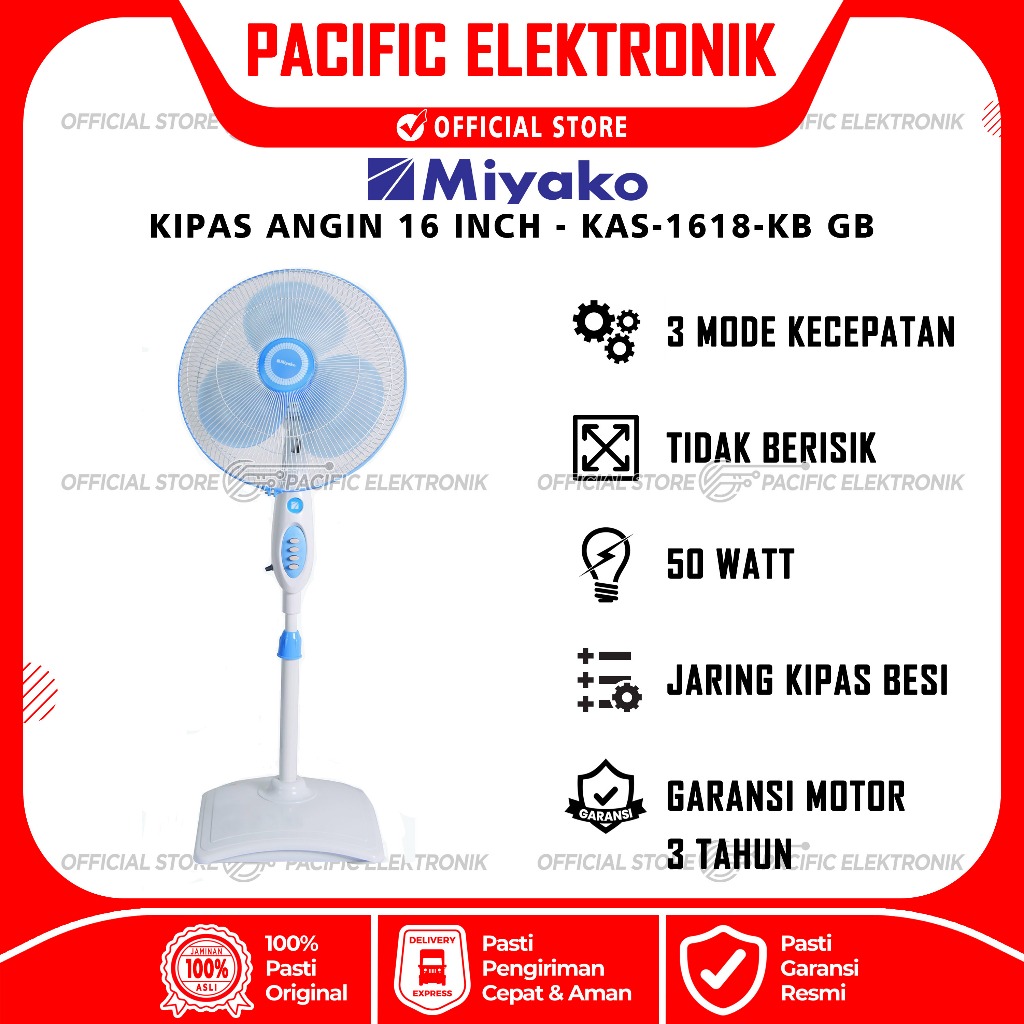 Kipas Miyako 16inch KAS-1618KB GB / 1618KBGB / 1618KB