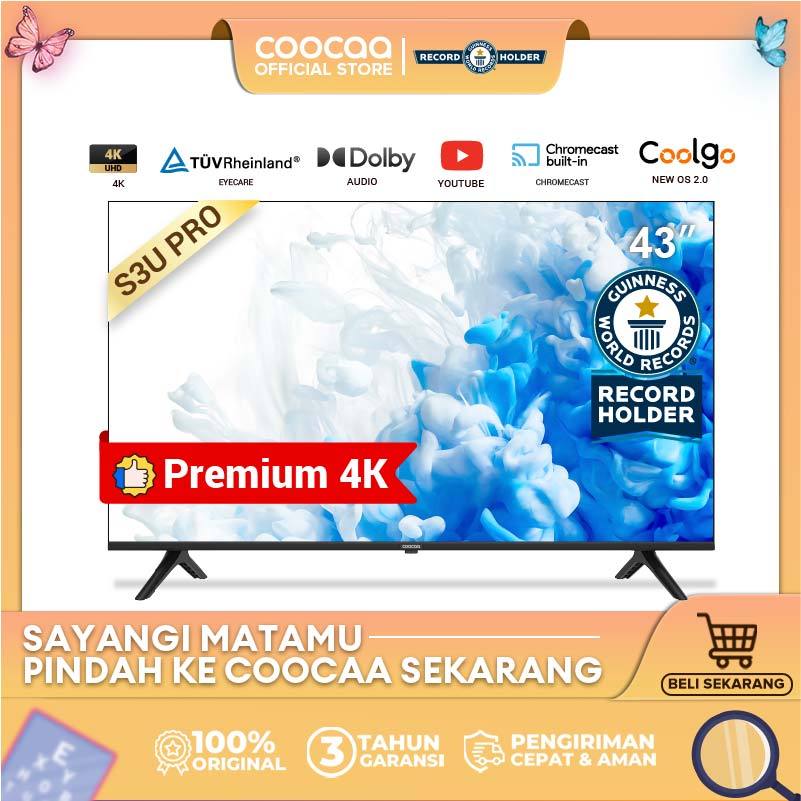 COOCAA 43 inch Smart TV - Digital TV - 4K - UHD - Dolby Audio - Youtube - Mirroring - Boundless -Bro