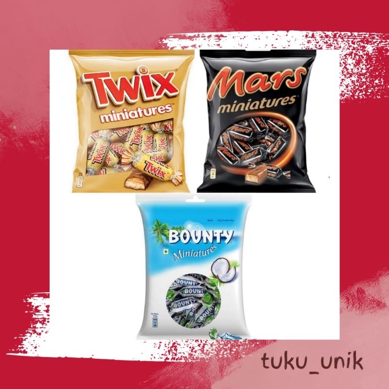 

(BISA COD) PROMOOO!!!Ready Coklat/Cokelat/Chocolate Arab Orginal Bounty miniatures, Mars Miniatures, Twix Miniatures, Milky way Minis, Snikers Miniaturs, Mars berry fun size isi 12