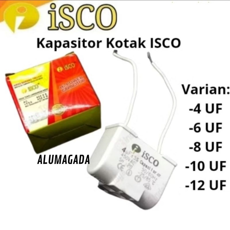 ALUMAGADA KAPASITOR KOTAK ISCO/CAPASITOR POMPA AIR KOTAK ORIGINAL ISCO