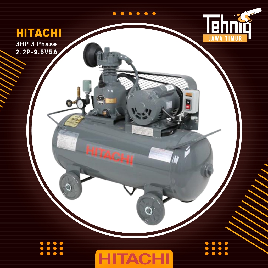 Air Compressor 3HP 3 Phase 2.2P-9.5V5A / Kompresor Angin Hitachi 2.2P-9.5V5A