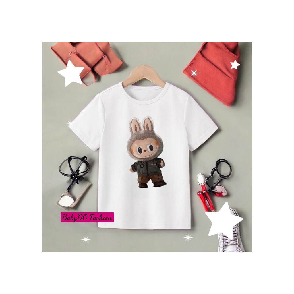 BabyDo Tshirt Kaos Anak Motif LABUBU ARMY/Baju Atasan Anak Laki Laki & Perempuan Usia 2-10 Tahun/Pak