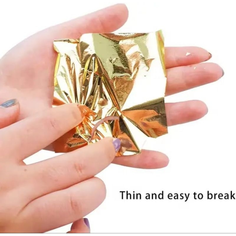 

InJO 100 Lembar Gold Leaf / Kertas Foil Emas Prada Gilding DIY 9cm