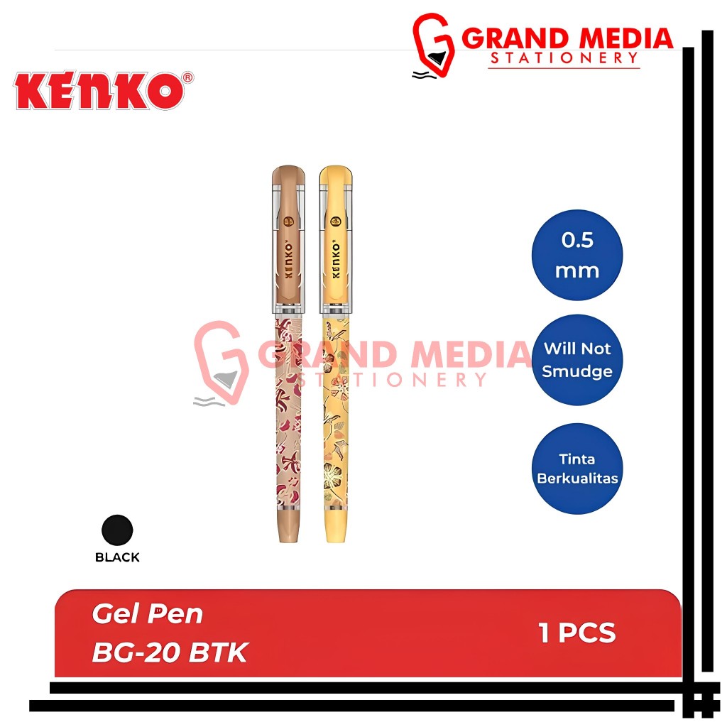 

[GRAND MEDIA] BALLPOINT / PENA / PULPEN GEL KENKO BG-20 BATIK HITAM / 1PCS