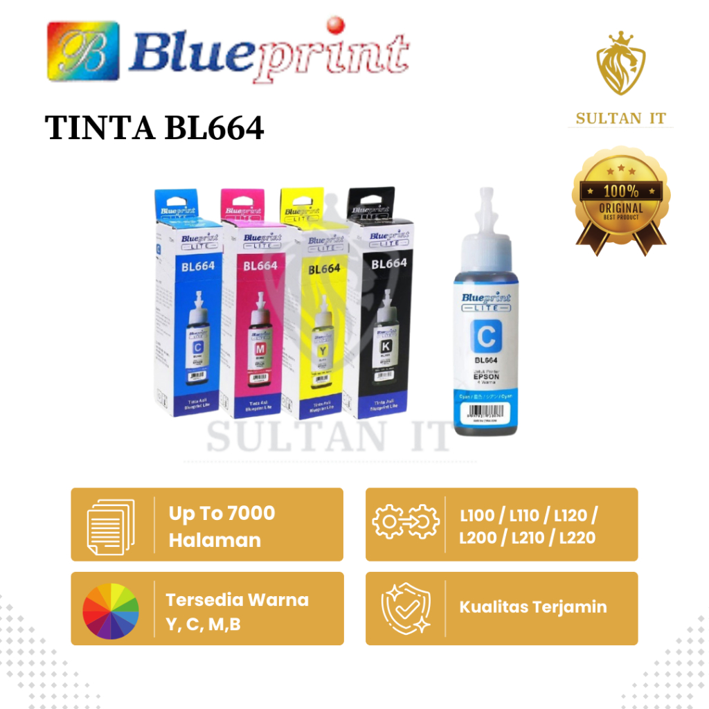 Tinta BL 664 BLUEPRINT For Printer Epson 70ml / Tinta BL664 Blueprint Original