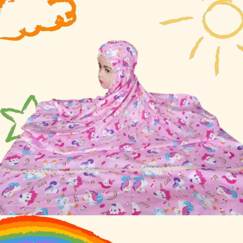 Mukena Anak Karakter SD-SMP Terusan (FREE Bordir Nama)