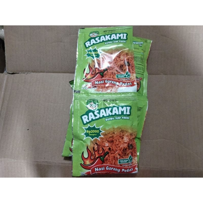 

BUMBU MASAK SIAP PAKAI MERK RASAKAMI, 1RENTENG ISI 10PCS, 1PCS ISI 20g, BELI 2 RENTENG DAPAT POTONGAN HARGA