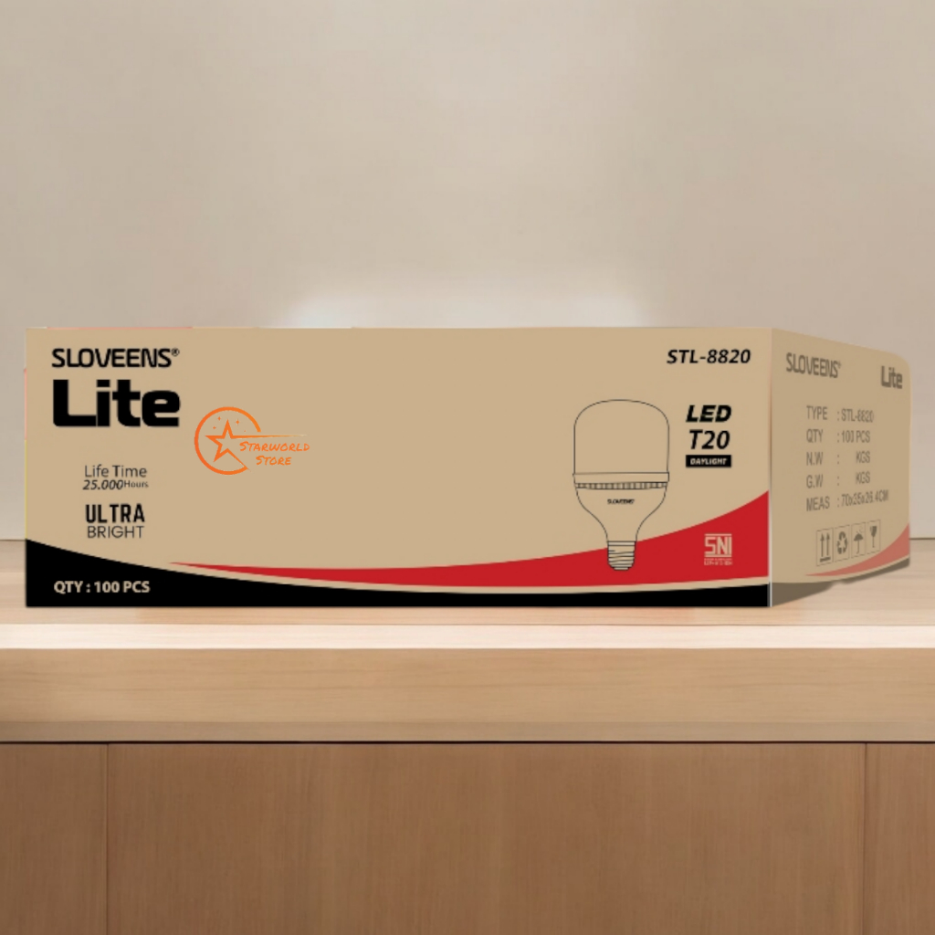 Paket Grosir 1 DUS SLOVEENS Lite Lampu Bohlam LED 20 Watt - ( 100 PCS )