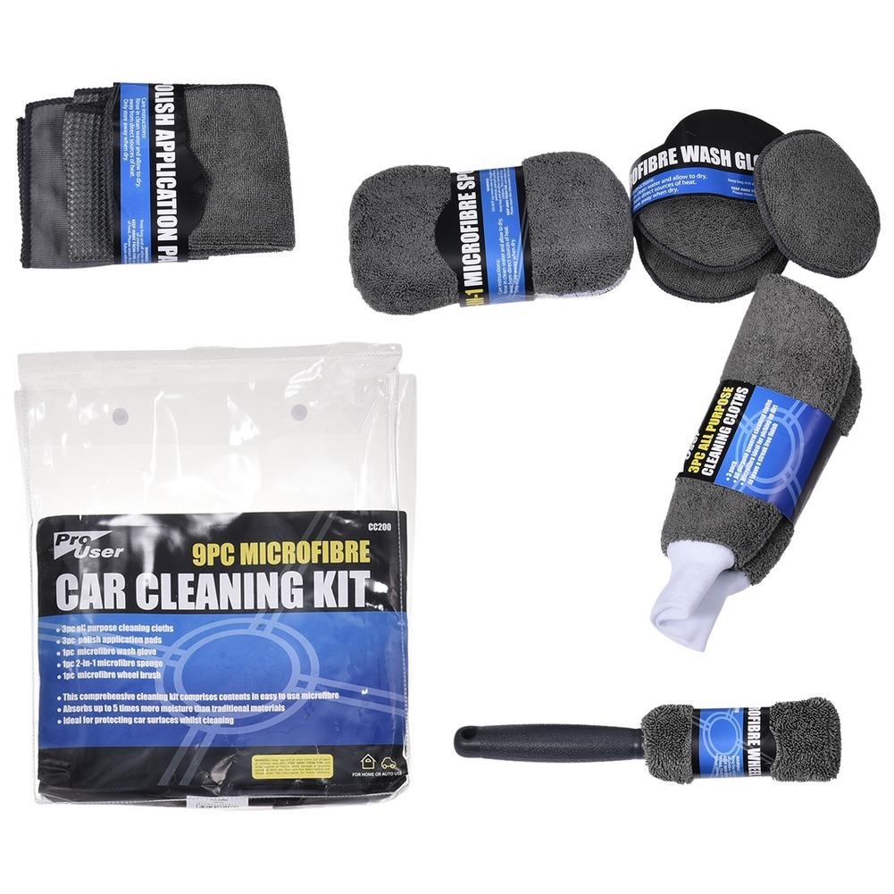 PAKET HEMAT CUCI KENDARAAN ProUser Car Wash Cleaning Kit Spons Cuci Mobil 9 PCS - CC200 spons brush 