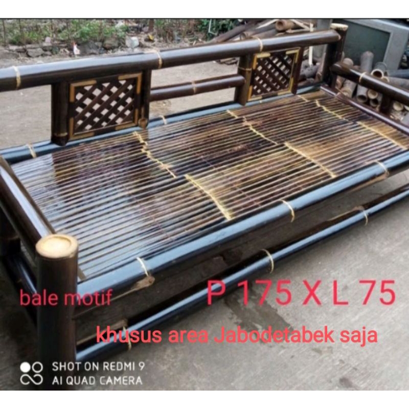 bale bambu hitam/ bale motif/ kursi bale