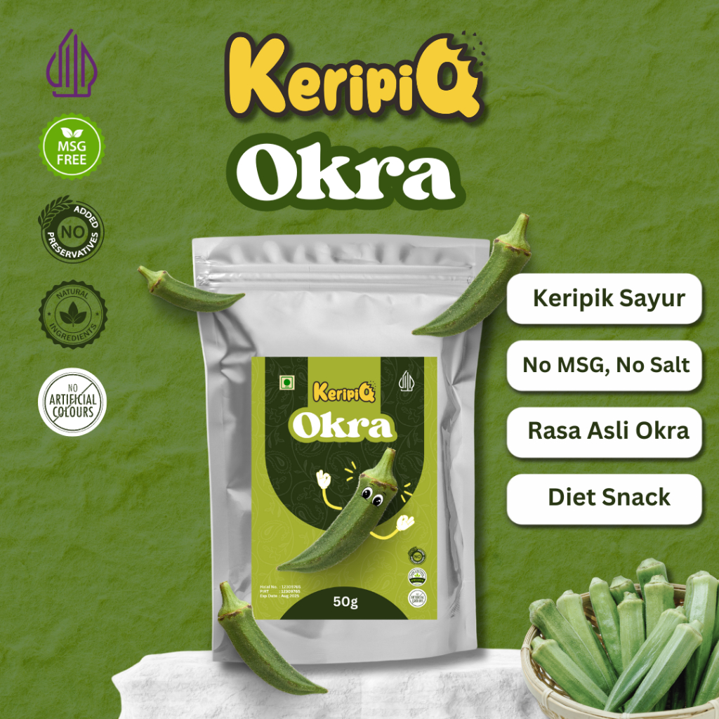 

KeripiQ Okra 40gr Renyah Keripik Sayur Camilan Rendah Kalori Tanpa MSG